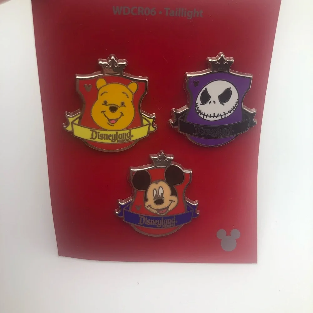 Bundle of 3 Disneyland Disney Official Trading Pins Hidden Mickey Crest Banners